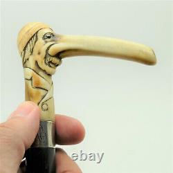 Antique Anti-Semitic Carved Walking Stick Cane 19th Century