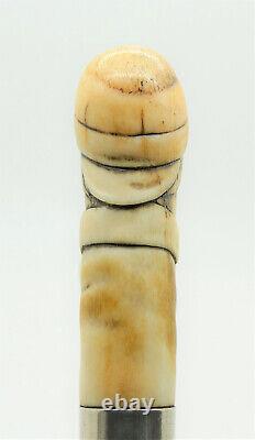Antique Anti-Semitic Carved Walking Stick Cane 19th Century