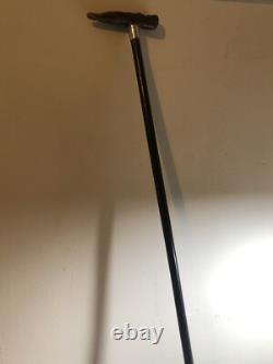 Antique Art deco Carved Erotic Woman Ebony Walking Stick Handle. Silver 1918rare
