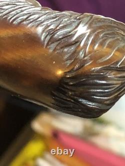 Antique Art deco Carved Erotic Woman Ebony Walking Stick Handle. Silver 1918rare