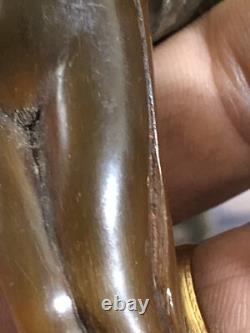 Antique Art deco Carved Erotic Woman Ebony Walking Stick Handle. Silver 1918rare