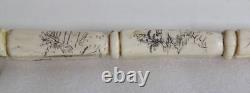 Antique Asian Horn Full Horn Walking Stick Hand-Carved Ornate Cane