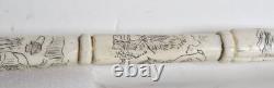 Antique Asian Horn Full Horn Walking Stick Hand-Carved Ornate Cane