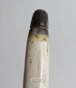 Antique Asian Horn Full Horn Walking Stick Hand-Carved Ornate Cane