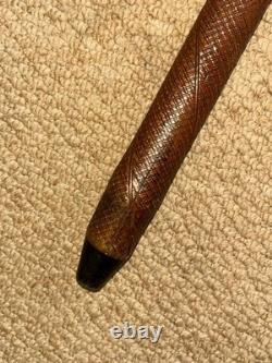 Antique Asian Oriental All Carved Bamboo Walking Stick Cane Root Ball Top