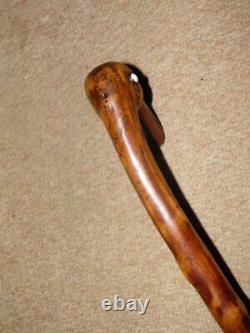 Antique Aspen Rustic Walking Stick/Cane With Hand-Carved Folk Art Duck Head 88cm