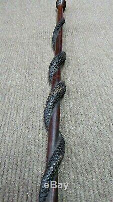 Antique Australian Queensland Carved Snake Walking Stick Cane Stockman Craft