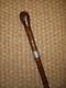 Antique Bamboo Plaited Wire Walking Cane With Carved Wooden Teardrop Top