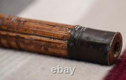 Antique Bamboo Samurai hand-carved walking cane Meiji