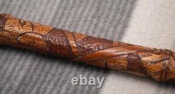 Antique Bamboo Samurai hand-carved walking cane Meiji