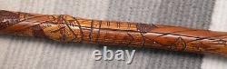 Antique Bamboo Samurai hand-carved walking cane Meiji