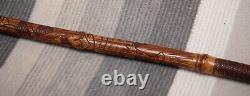 Antique Bamboo Samurai hand-carved walking cane Meiji