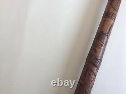 Antique Bamboo Samurai hand-carved walking cane Meiji 87 CM. Beautiful Example