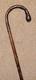 Antique Bamboo Walking Stick / Cane Crook Root Ball Top Hand Carved Animals