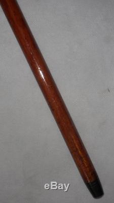 Antique Beautiful Carved Top Malacca Walking Cane- Hallmarked Collar- 85cm