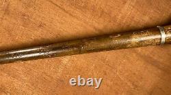 Antique Beautiful Hand Carved American Folk Art Wooden Indian Face Cane 1924