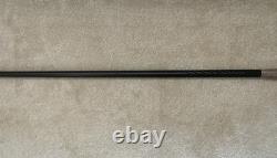 Antique Black Ebonised Cane BENCO Silver London Cap Carved Shaft C. 1920-1940