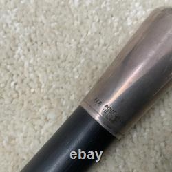 Antique Black Ebonised Cane BENCO Silver London Cap Carved Shaft C. 1920-1940