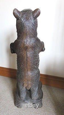 Antique Black Forest Bear Carved Wood Walking Stick Stand