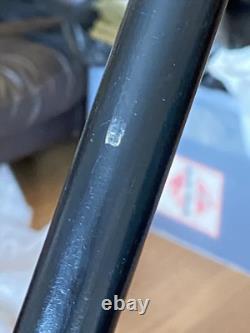 Antique Black Laquered Walking Stick With Carved Wooden Floral Motif Handle