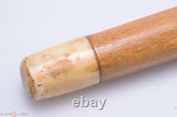 Antique Cane Walking Stick Head Carved Dog' Head Sculpted Horn Handle