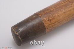 Antique Cane Walking Stick Man Bust Carved Pommel Silver Ring Bamboo Shaft