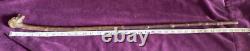 Antique Carved Blackthorn Walking Stick In The Shape Of A Face Glass Eye Rare