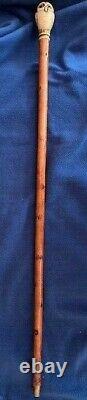Antique Carved-Bone OWL Walking Stick from Scotland 36 Long, Owl head is 3x2