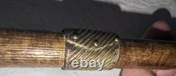 Antique Carved Cane Walking Stick Boxer Bulldog with Brass Band
