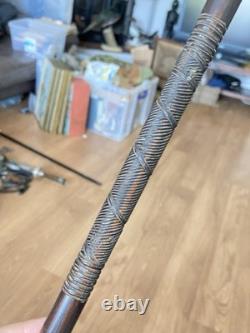 Antique Carved Coromandel Carved Bird Head Handle Walking Stick