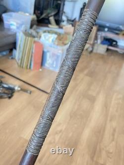 Antique Carved Coromandel Carved Bird Head Handle Walking Stick