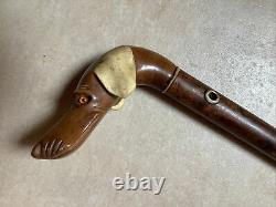 Antique Carved Dog Head Walking Stick/Cane