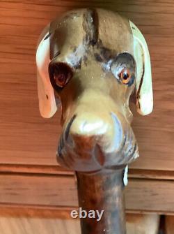 Antique Carved Dog Head Walking Stick/Cane