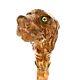 Antique Carved Dogs Head Walking Stick / Cane With Glass Eyes / Wooden Dog