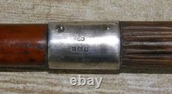 Antique Carved Dragon Glass Eyes Bamboo Walking Stick Cane Silver Hallmarks 1928