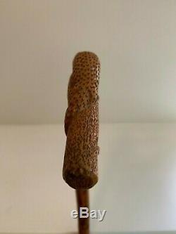 Antique Carved EXotic Wood Walking Stick Depicting a Lizard