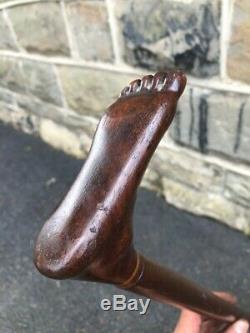 Antique Carved Foot Walking Stick