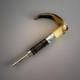 Antique Carved Horn, Sterling & Rosewood Walking Stick/Cane Handle