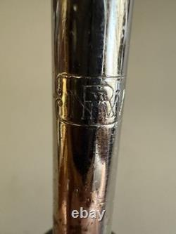 Antique Carved Horn, Sterling & Rosewood Walking Stick/Cane Handle