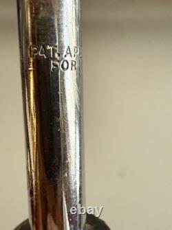 Antique Carved Horn, Sterling & Rosewood Walking Stick/Cane Handle