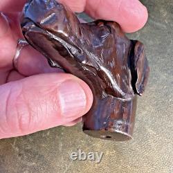 Antique Carved Mahogany Walking Stick Cane Pointer Dog Head Victorian Edwardian
