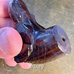 Antique Carved Mahogany Walking Stick Cane Pointer Dog Head Victorian Edwardian