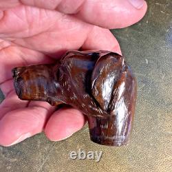 Antique Carved Mahogany Walking Stick Cane Pointer Dog Head Victorian Edwardian