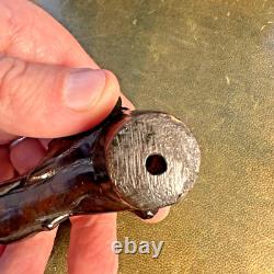 Antique Carved Mahogany Walking Stick Cane Pointer Dog Head Victorian Edwardian