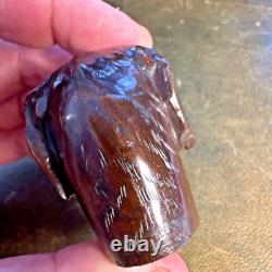 Antique Carved Mahogany Walking Stick Cane Pointer Dog Head Victorian Edwardian