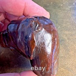 Antique Carved Mahogany Walking Stick Cane Pointer Dog Head Victorian Edwardian