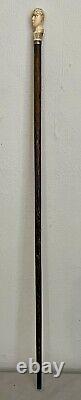 Antique Carved Phrenology Head Walking Stick c1850