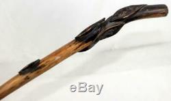Antique Carved Primitive Folk Art Diamond Willow Walking Stick Cane Lot #1