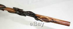 Antique Carved Primitive Folk Art Diamond Willow Walking Stick Cane Lot #1