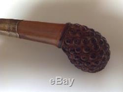 Antique Carved Rootball Topped Walking Cane/Stick